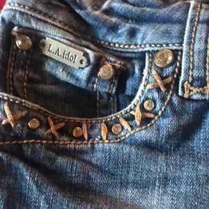 Goldish color,jewel button up pockets,(bootcut)